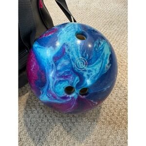 VTG AMF Pink Bowling Bag Ebonite Blue Purple Swirl Bowling Ball Set USA Made